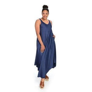 Indigo Thread Navy Effortless Maxi Dress 1X Garment Dyed